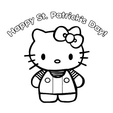 Colorng Images of Hello Kitty on Happy St Partrcks Day