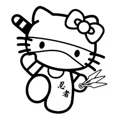 Printable Coloring Page of Hello Kitty as Ninja for Kids_image