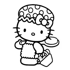 Hello Kitty Going to Bathing Printables Colouring Pages_image