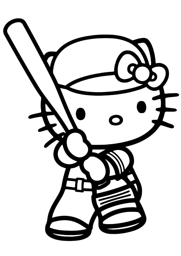 Hello-Kitty-playing-baseball-game