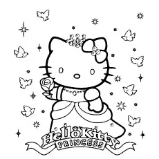 Hello Kitty Princess Pictures Coloring Sheet_image