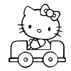 Hello Kitty Traveling in a Car Printable Coloring Pages _image