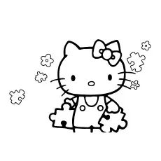 Hello Kitty with Puzzle Pieces to Color Free _image
