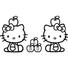  Hello Kitty with Apples Printable Sheets to Color _image