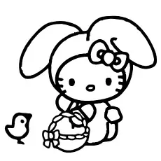 Hello Kitty with Bag Coloring Sheet Free_image