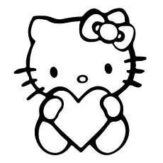 Hello Kitty with Heart Coloring Sheets Printable for Kids_image