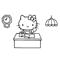 Free Coloring Pages of Hello Kitty Working in the Office_image
