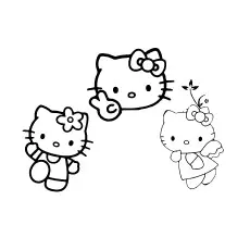 Coloring Sheet of Hello Kitty and Two Friends_image