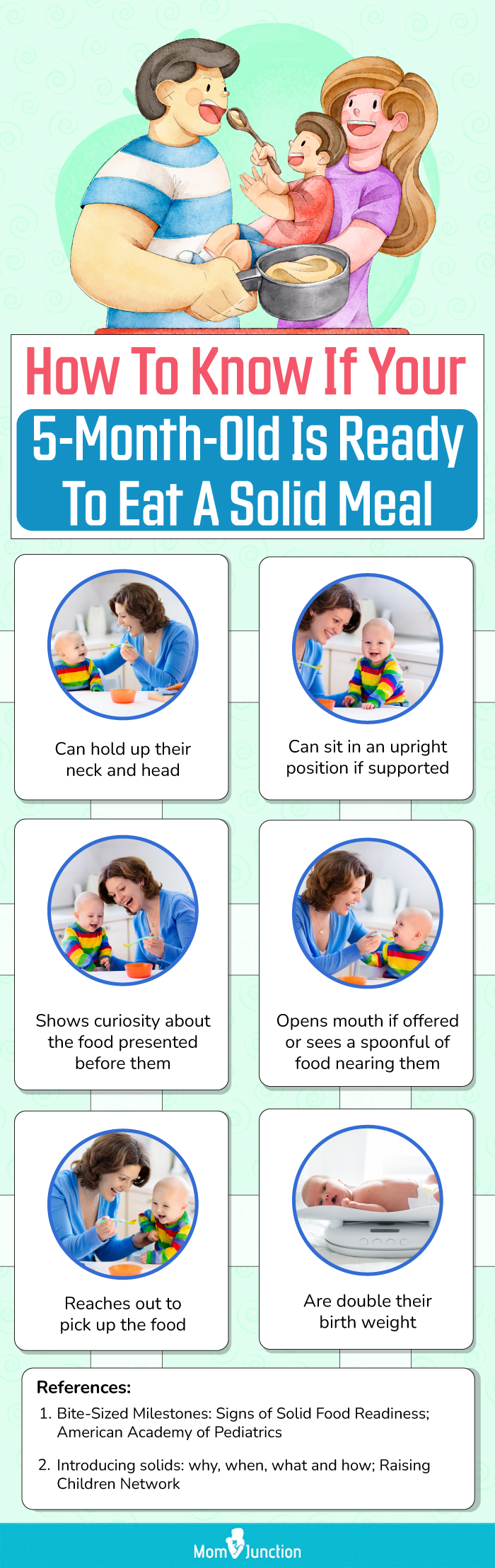how to know if your 5 month old is ready to eat a solid meal (infographic)