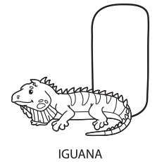 Upper Case I for Iguana Coloring Page
