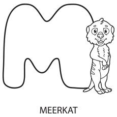 Alphabet M for Meerkat Coloring Page