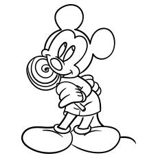 Mickey Mouse Eating Lollipop coloring page