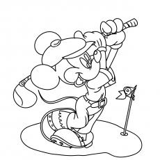 Mickey Mouse Playing Golf Coloring Page