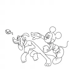 Mickey Mouse Playing with Pluto Coloring Page