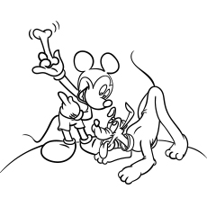 Mickey Mouse with Pluto coloring page