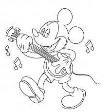 Mickey Playing Music Coloring Page