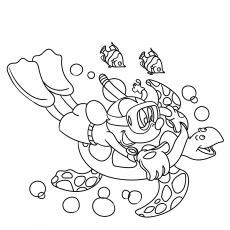 Mickey Swimming Coloring Page