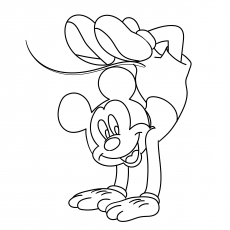 Mickey Walking on Hands Coloring Page