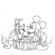 Mickey and Pluto Coloring Page