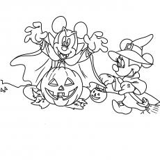 Mickey on Halloween Day Coloring Page