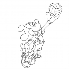 Mickey Playing Volleyball Coloring Page