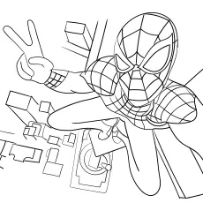 Spiderman From Top Of The Tower coloring page