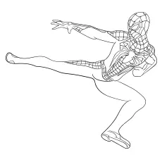 Spiderman Kicking The Villain coloring page