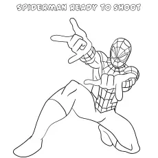 Spiderman Ready to shoot coloring page