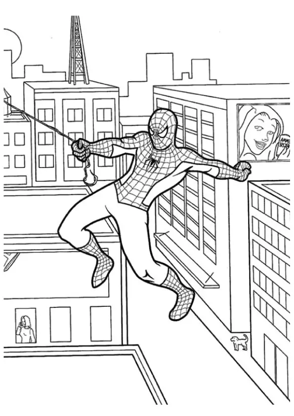 Spiderman-Swinging-from-One-Building