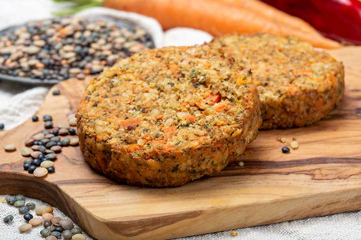 Sprouted lentils and veggie patties finger foods for kids