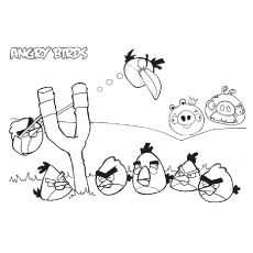 Angry Birds And The Slingshot Coloring Pages
