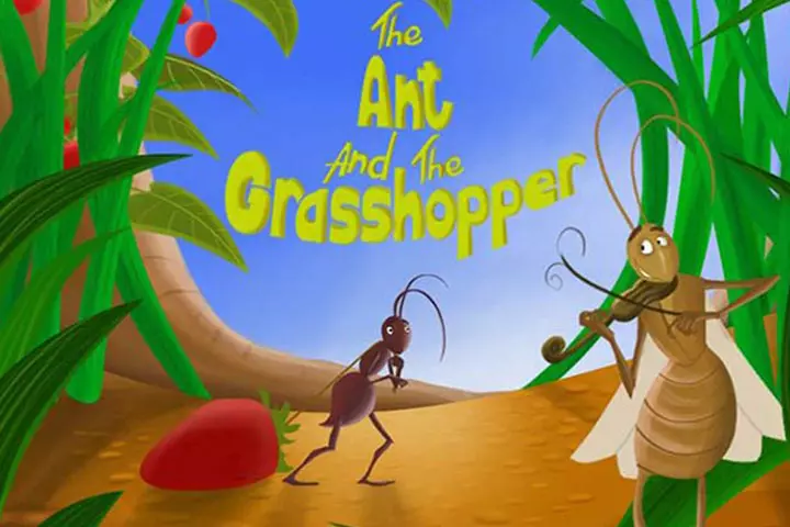 The Ant And The Grasshopper: Animal short stories for kids