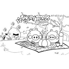 Angry Birds are at Picnic Coloring Pages