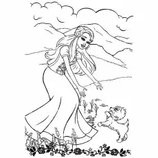 Coloring Page of Barbie Groom And Glam Pups_image