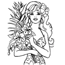 Barbie Love Flowers Coloring Page_image