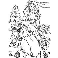 Barbie Loves Horse Riding Coloring Page