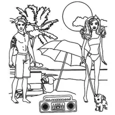 Barbie At Picnic Coloring Page_image