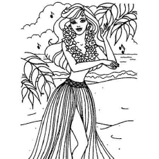 Barbie On A Hawaiian Holiday Coloring Page