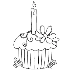 Birthday Cupcake Coloring Page