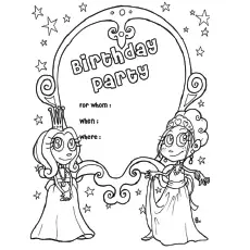 Birthday Party invitation card Coloring Page