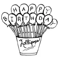 Birthday Lollipop Coloring Page