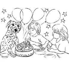 Blowing the Candles of Cake Coloring Page