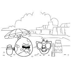 Angry bird on the beach Building Sandcastles Coloring pages