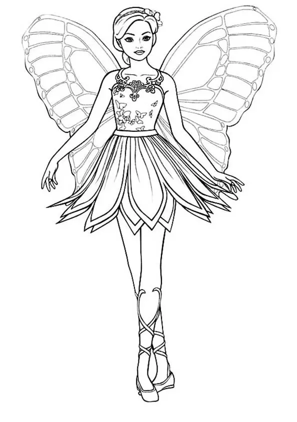 The-Butterfly-Barbie-Princess-color-page