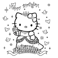 Colorful Kitty Birthday Card Coloring Page