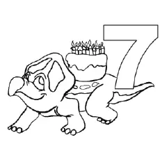 Dino Carries Birthday Cake Coloring Page