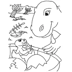 Dinosaur Playing With baby coloring page