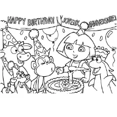Dora Celebrates Birthday coloring page