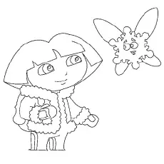Dora Dressed For Winter coloring page