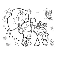 Dora Catches Butterfly coloring page